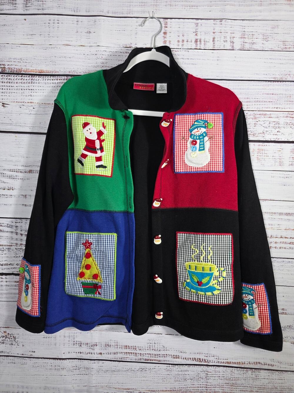 Onque Casuals Women's XL Holiday Christmas Sweater Cardigan READ
